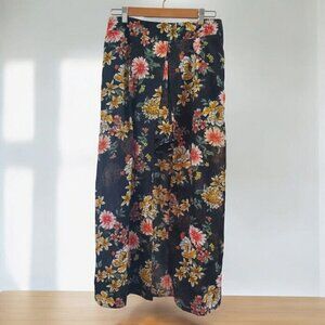 Live 4 Truth Shorts‎ W/overlay maxi Women's Size L Black Floral Pattern NWT